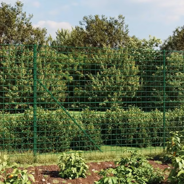 Recinzione Metallica con Picchetti di Ancoraggio vidaxl Verde, Acciaio Zincato Rivestito in PVC, L: 10 m, H: 1,8 m