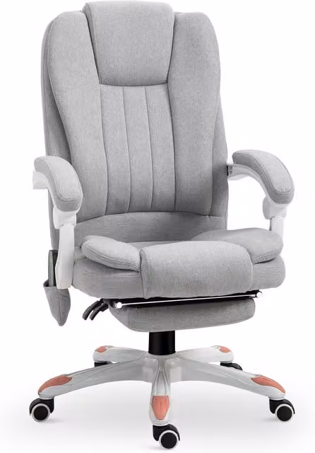Vinsetto Poltrona Massaggiante, Sedia Ufficio, Sedia Gaming, Poliestere, Schiuma, Nylon, Grigio, 66 x 63 x 107-115 cm
