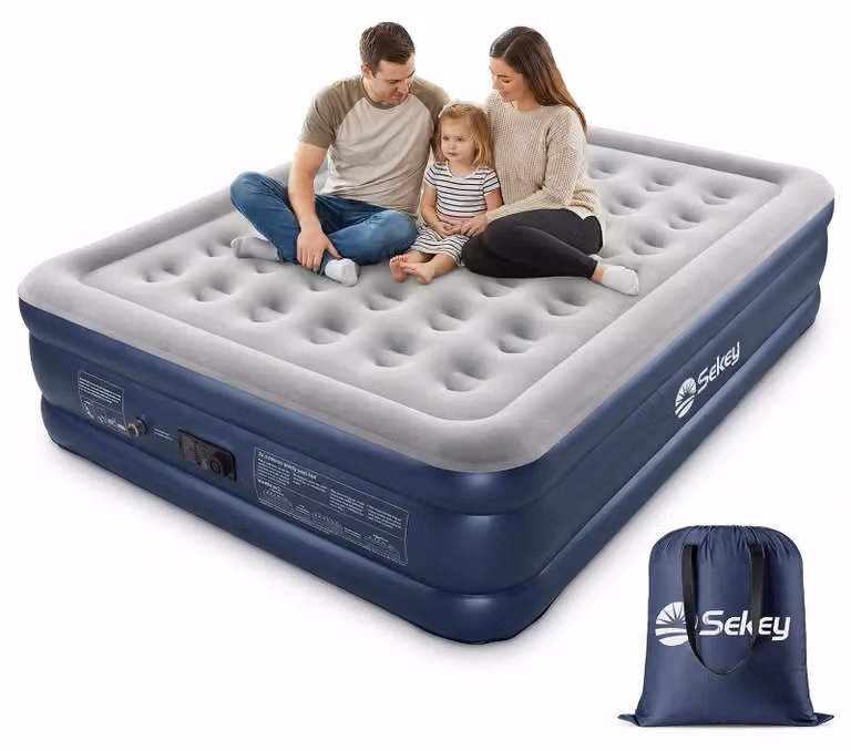 Materasso gonfiabile autogonfiante, extra grande, per 2 persone, dimensioni 203x152x46 cm, con pompa inclusa