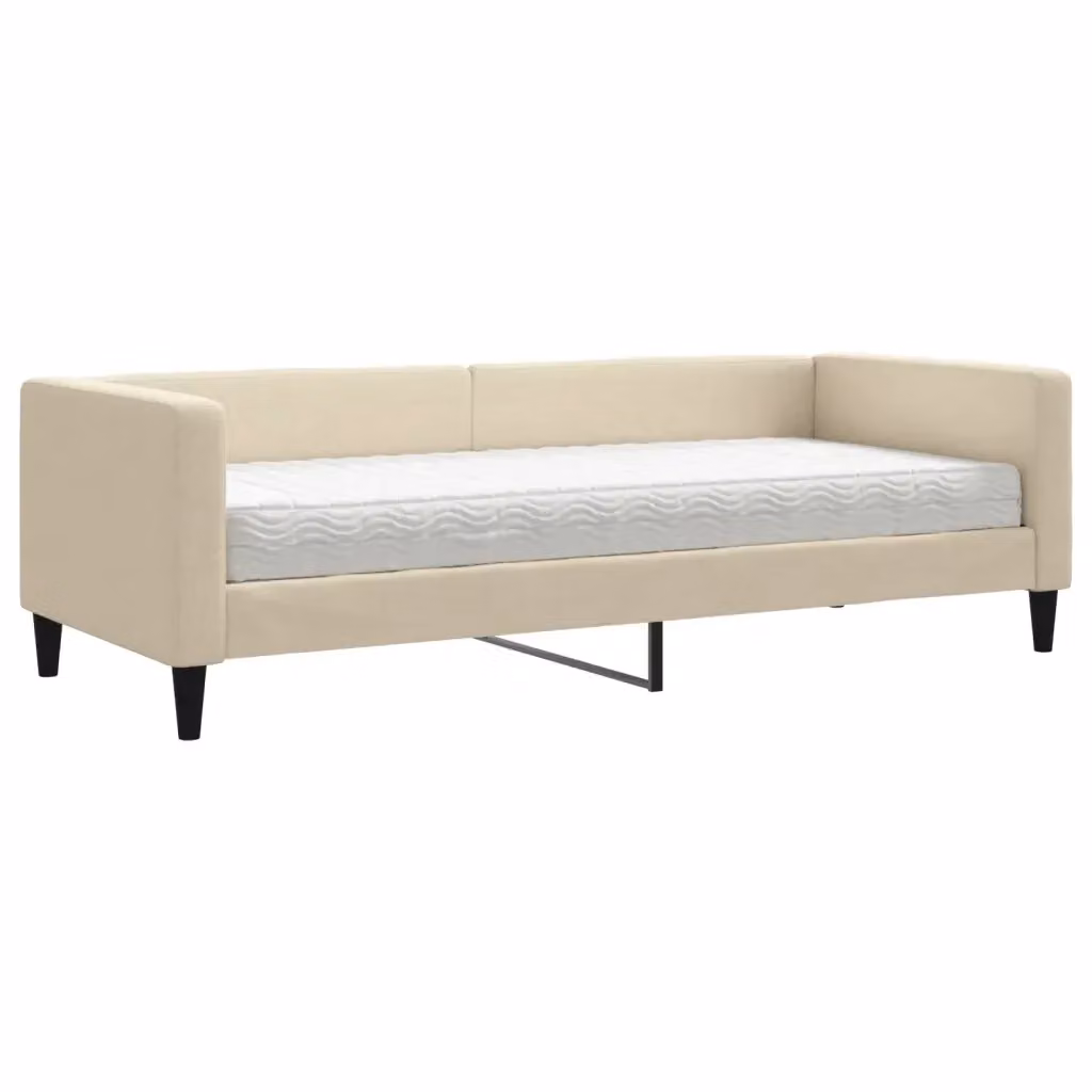 Divano Letto Moderno vidaXL in Tessuto Beige con Materasso in Schiuma L/P/H: 223 x 80 x 68 cm – 2