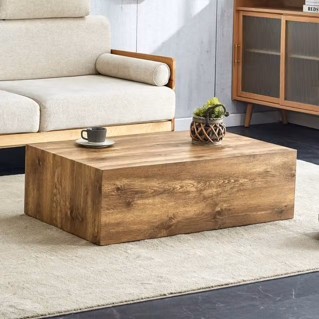 Tavolino rettangolare con finitura effetto legno. Dimensioni: 90¡Á50¡Á30 cm, materiale MDF, non richiede montaggio. Piedini antiscivolo sul fondo, ideal