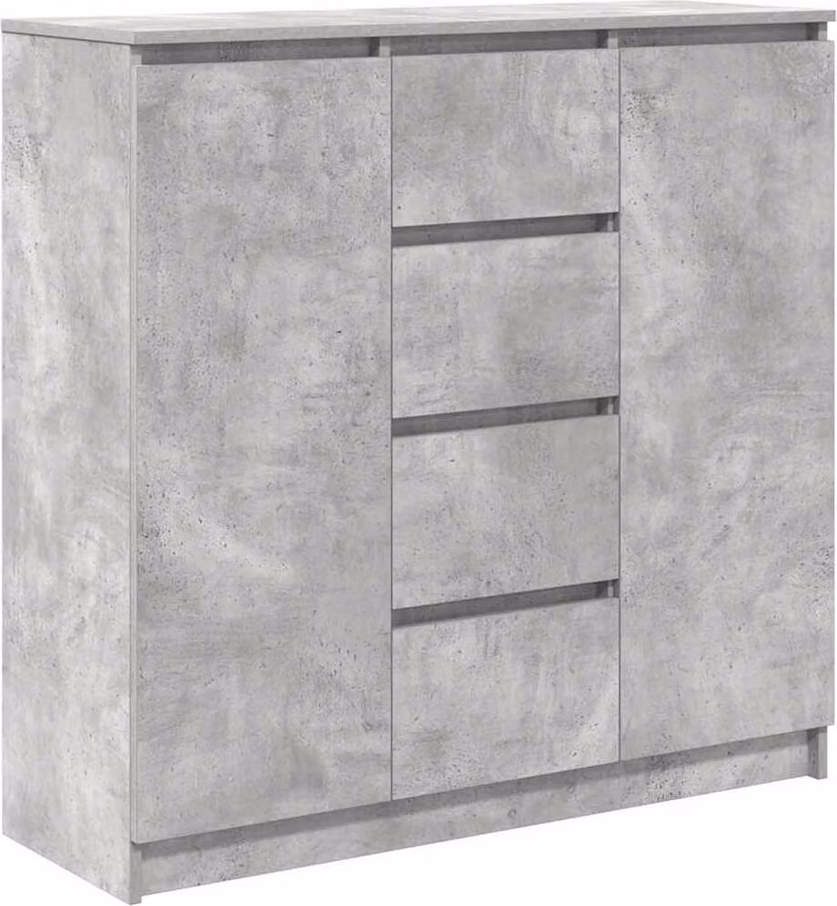 Credenza con Cassetti Grigio Cemento 100,5x35x98,5cm Truciolato