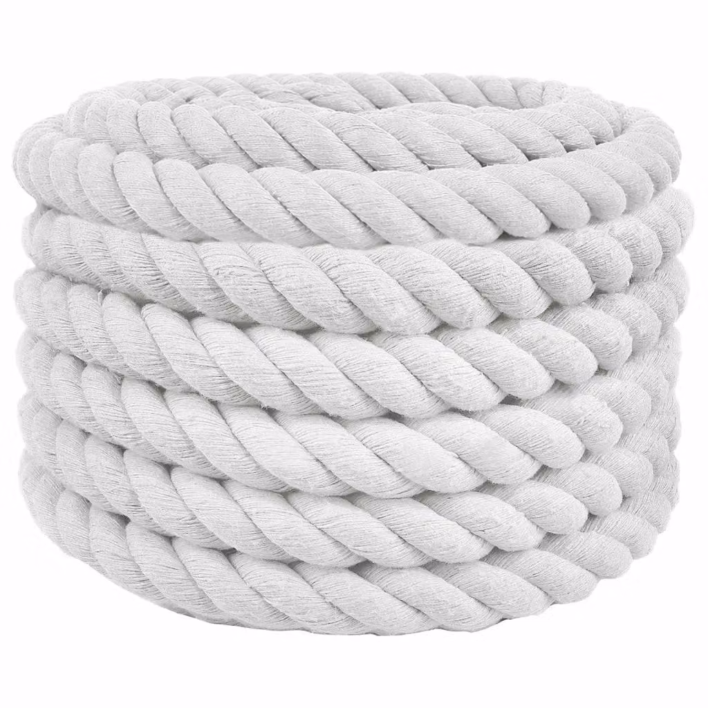 Corda in fibra naturale vidaXL in cotone bianco, Diametro: 30 mm, Lunghezza: 50 m – 2