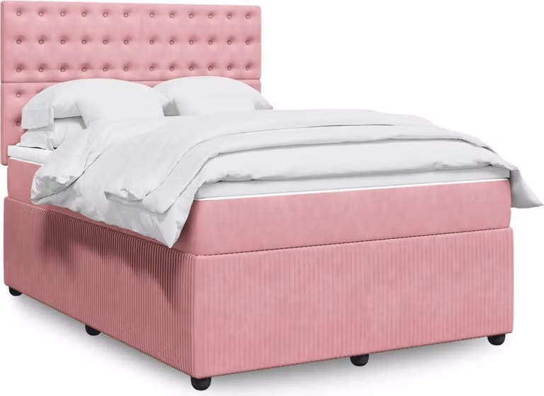 Maison Exclusive - Giroletto a Molle con Materasso Rosa 140x200 cm in Velluto