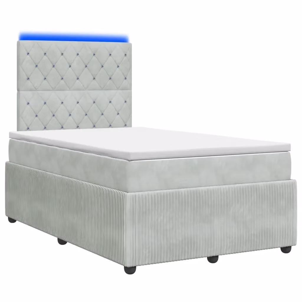 Letto Box Spring Hybrid vidaXL con Materasso a Molle Insacchettate e Illuminazione LED, Grigio e Bianco, L/P: 120 x 200 cm – 2