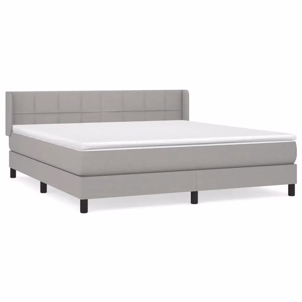Letto Ibrido vidaXL con Giroletto a Molle e Materasso in Tessuto Grigio Chiaro e Bianco L/P: 180 x 200 cm – 2