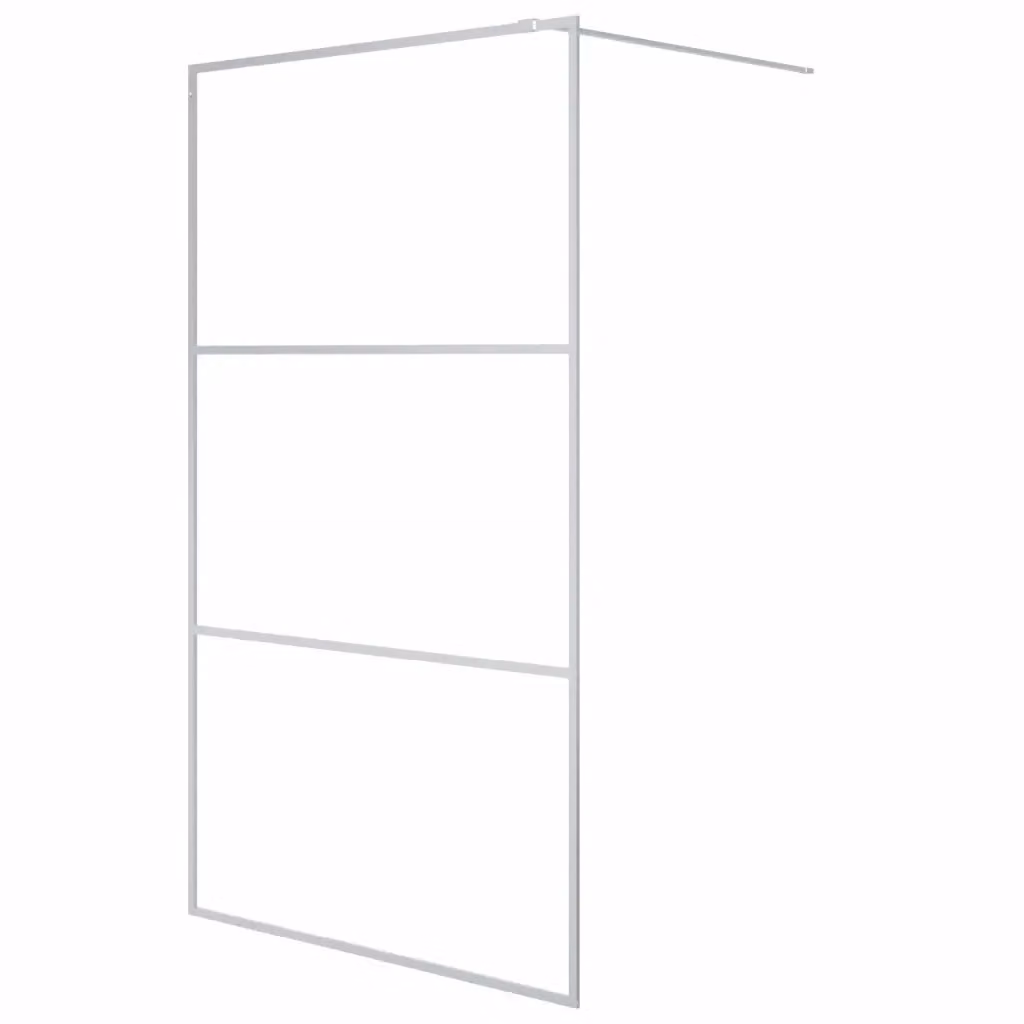 Parete Doccia Walk In vidaXL in Vetro Trasparente con Profilo Argento L: 115 cm, H: 195 cm – 2