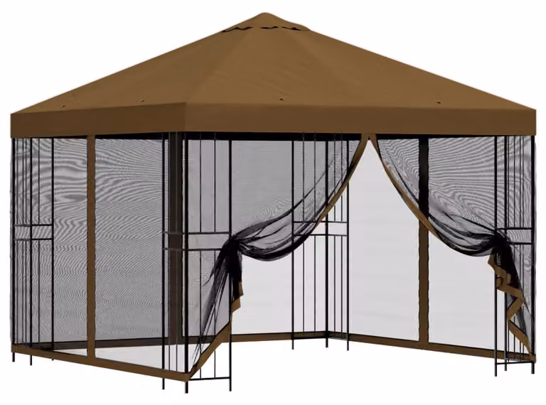 Gazebo da giardino con pareti laterali 3 x 3 m Tortora