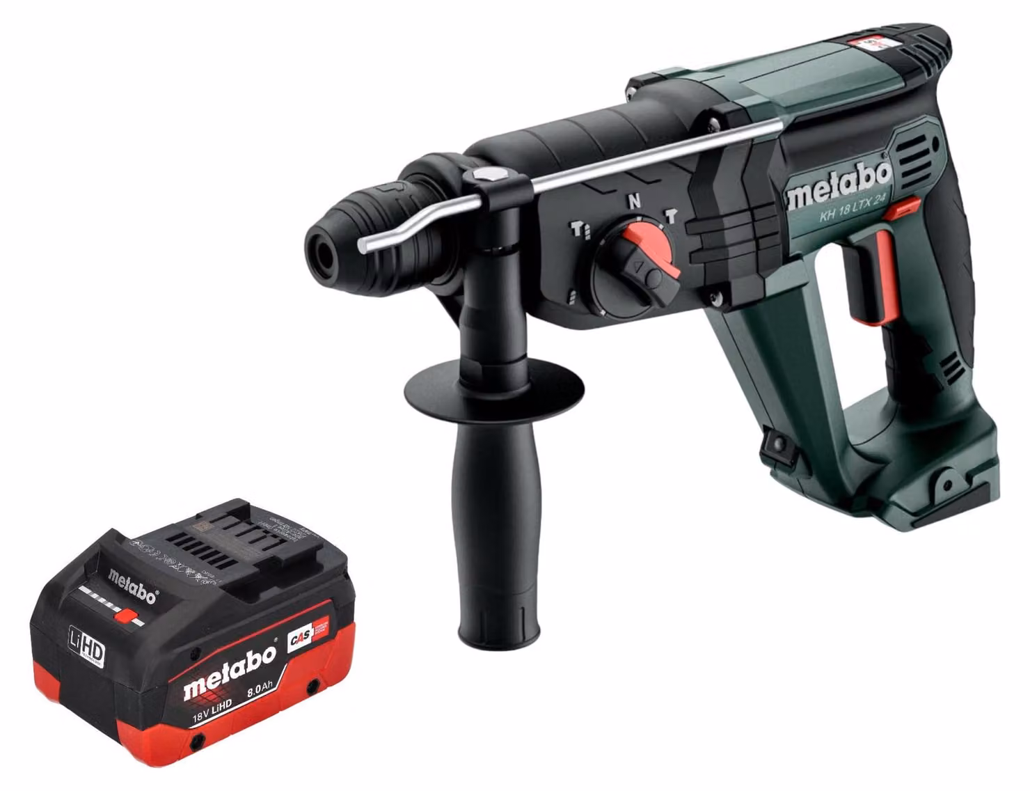 Martello combinato a batteria Metabo KH 18 LTX 24 18 V 2,1 J SDS Plus + 1x batteria LiHD 8,0 Ah - senza caricatore