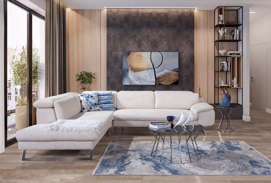 Weißes Eck-Polstersofa L-Form Sofas Wohnzimmer Moderne Wohnlandschaften