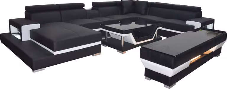 Design Leder Polster Sitz Zimmer Eck Wohn Sofa Couch Designer Garnitur XXL Sofas