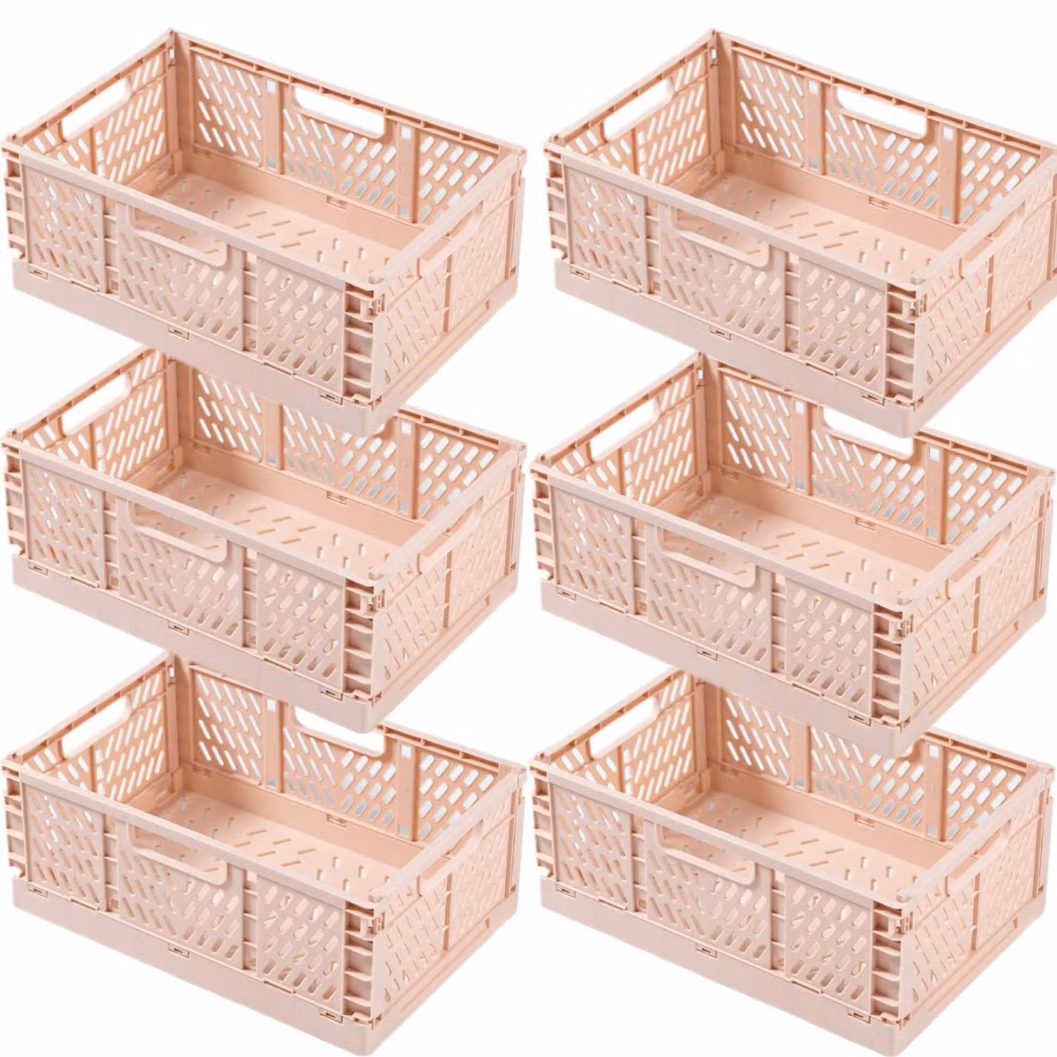 Contenitori pieghevoli in plastica, set da 6 (rosa)