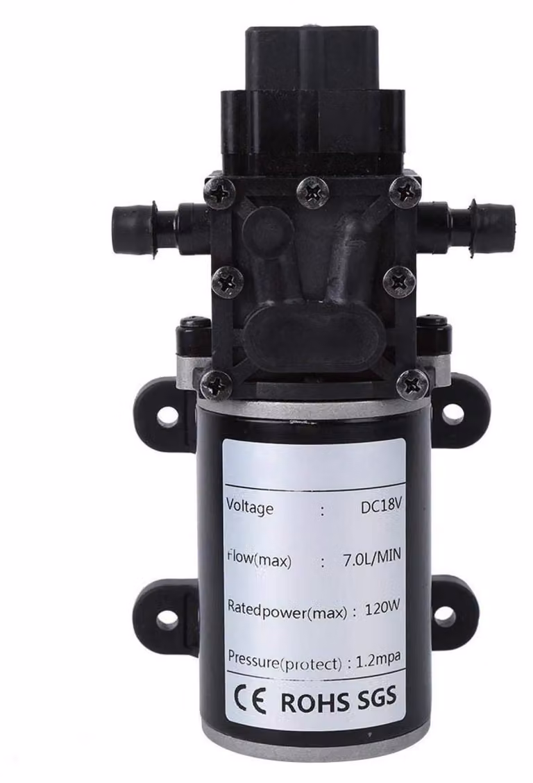 Pompa a membrana ad alta pressione, 120 W, 7 litri/minuto, uscita da 10 mm