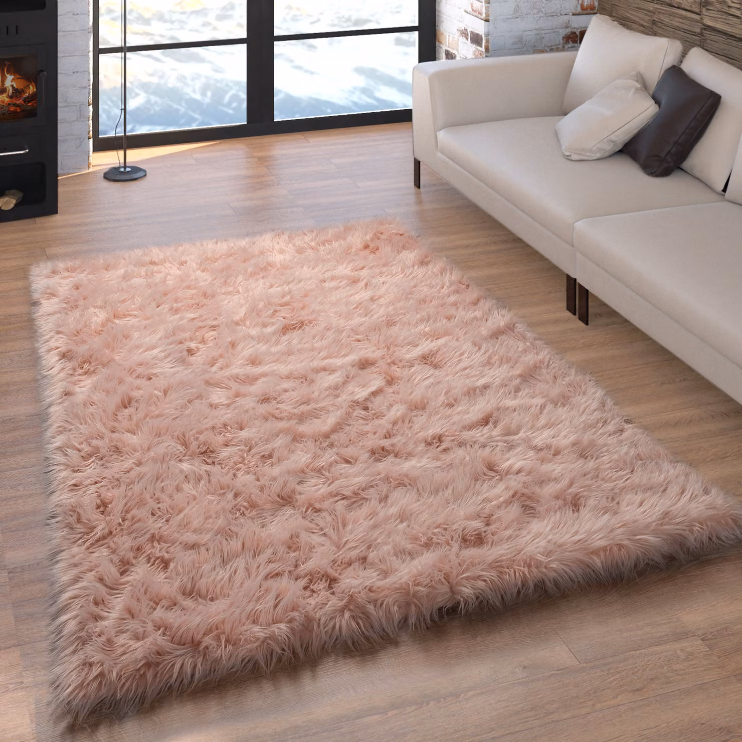 Tappeto rotondo a pelo alto Playara rosa Diametro: 60 cm – 2