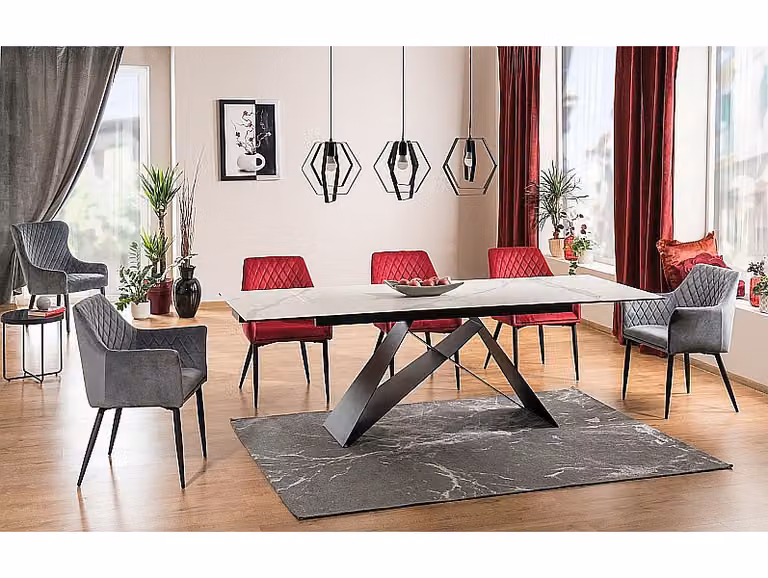 Tavolo da pranzo allungabile VIDOR 2 - 160x90, marmo bianco / nero