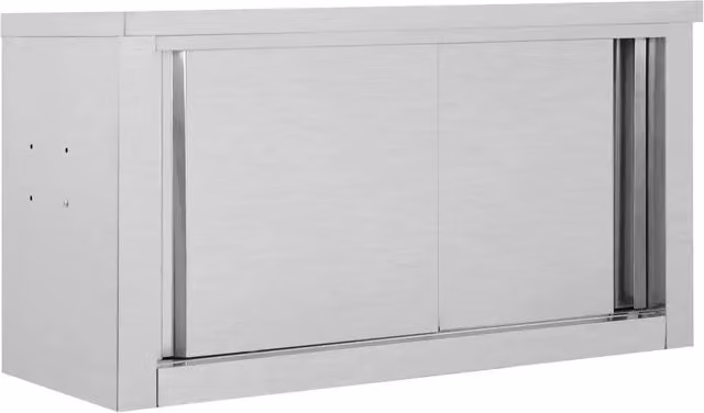 Pensile da cucina e soggiorno HELLOSHOP26 con ante scorrevoli in metallo argento opaco, stile moderno, L 90 cm x P 40 cm x H 50 cm