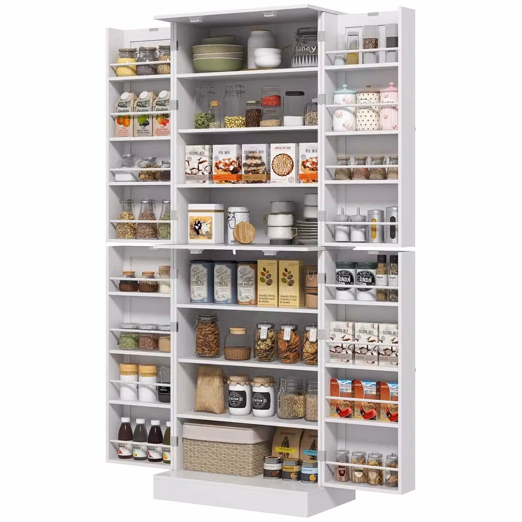 Mobile cucina Xylo bianco con ante scorrevoli e ripiani regolabili L: 60 cm, P: 35 cm, H: 166 cm – 2