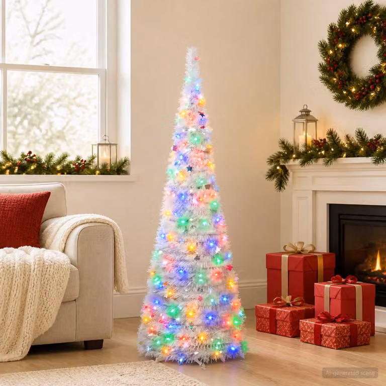 vidaXL Albero di Natale LED pop-up 150 cm 100 LED PVC e PET Bianco