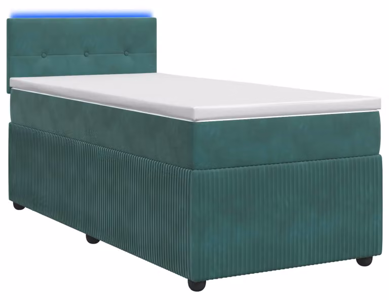 Letto a molle con materasso verde scuro 90 x 200 cm in velluto