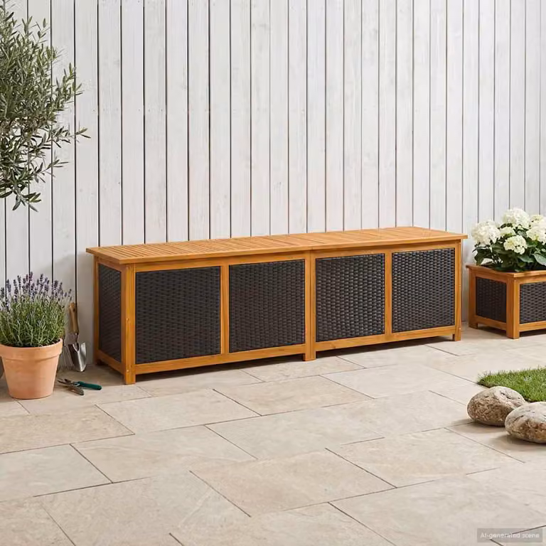 vidaXL Scatola di Stoccaggio per Giardino in Legno di Acacia Rustico Marrone e Nero 333 L