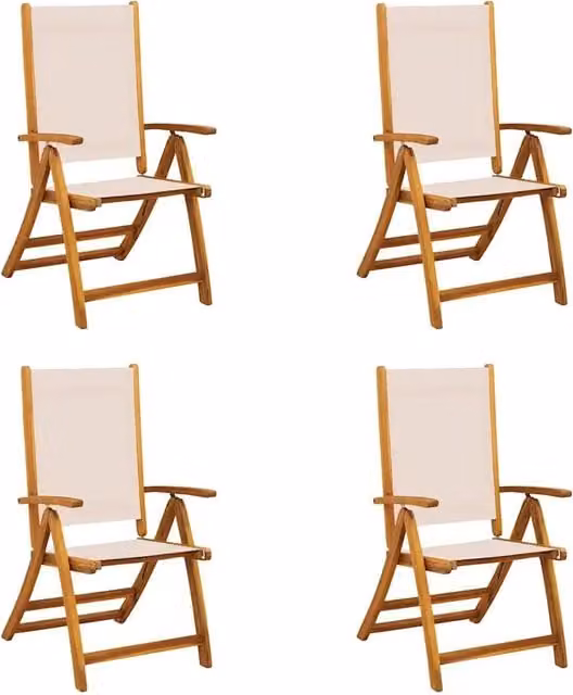Sedie da Giardino Pieghevoli 4 pz | Sedie da Esterno Massello d'Acacia e Textilene