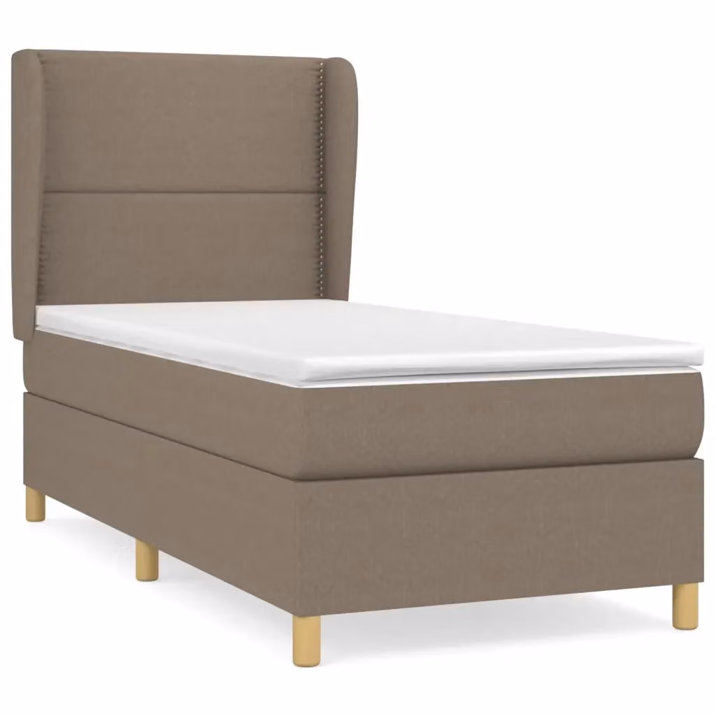Letto Ibrido vidaXL con Giroletto a Molle e Materasso in Tessuto Beige e Bianco L/P/H: 203 x 103 x 128 cm – 2