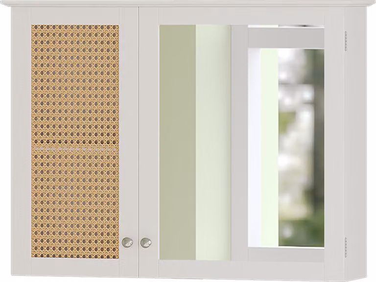 Specchio contenitore bagno Vicco Rosario Bianco 68 x 49 cm con 2 porte, Model 40441