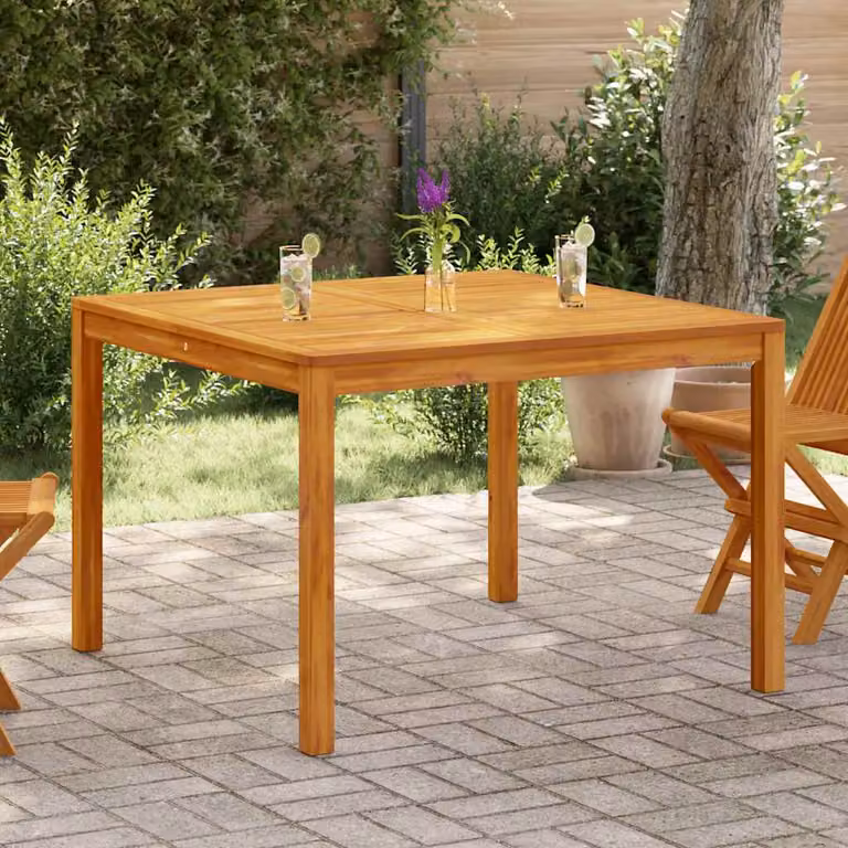 vidaXL Tavolo da Pranzo da Giardino Quadrato in Legno di Acacia Marrone L: 110 cm, P: 110 cm, H: 75 cm