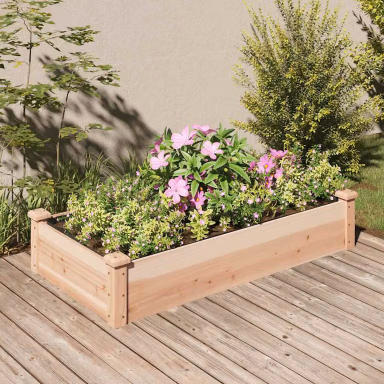 Fioriera Rialzata da Giardino vidaXL in Legno di Abete Massello Marrone L: 120 cm, P: 60 cm, H: 25 cm