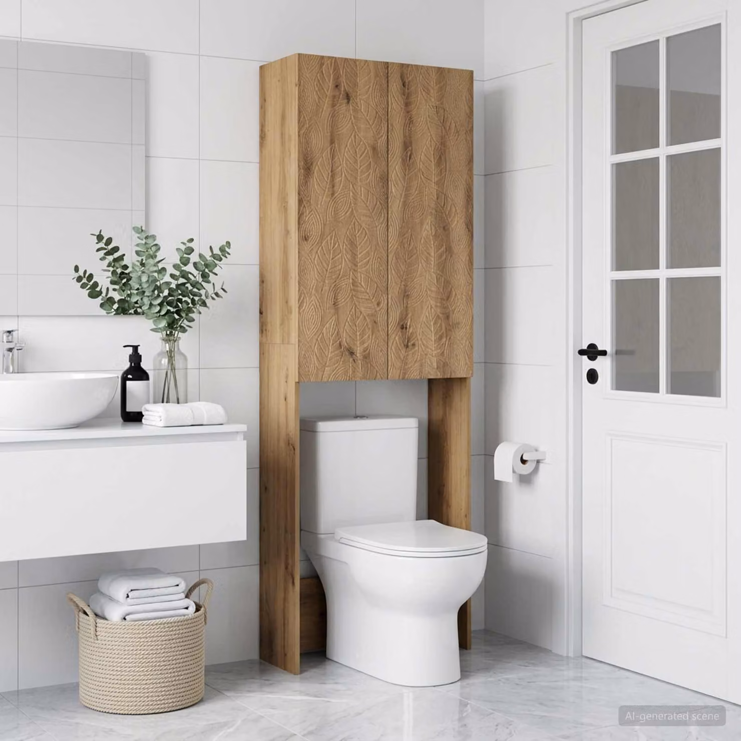 Mobiletto da bagno moderno vidaXL DELFT in rovere marrone con ante a battente H x L x P: 190 x 66 x 25,5 cm