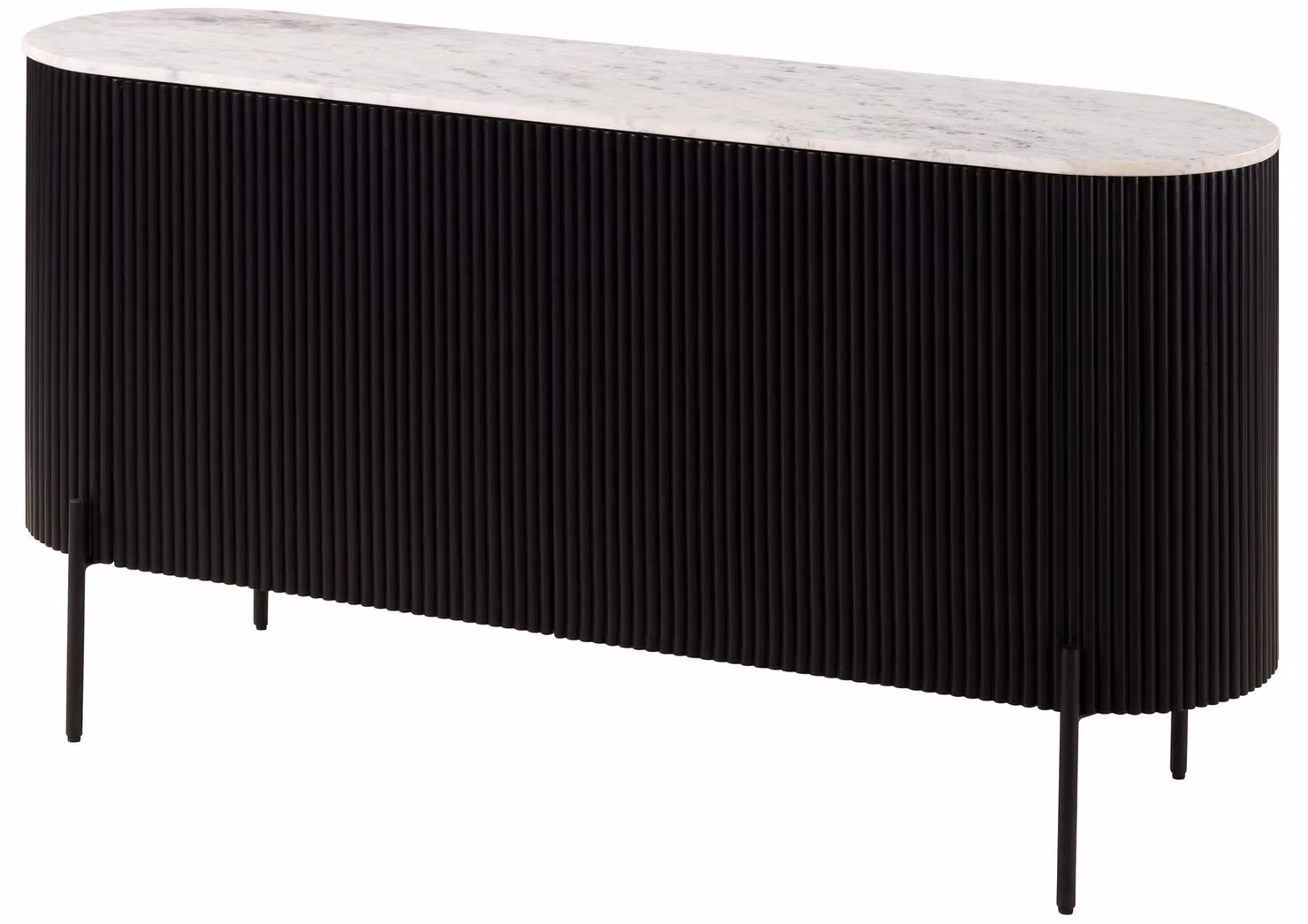 MASSIVMOEBEL24 | Credenza in legno di Mango 145x40x76 Laccato nero - marmo bianco BARCELONA #103