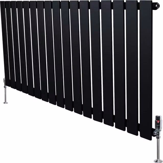 Radiatore Orizzontale in Acciaio Monster Group BV Nero con Valvole TRV L: 119 cm, H: 60 cm – 1