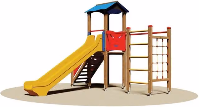 Giochipark Villaggio Toledo 807 Gruppo Ginnico con Scivolo Multicolore in Legno, Plastica e Metallo conforme alla norma EN 1176