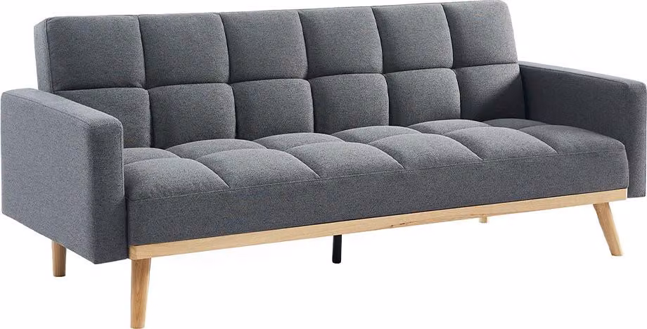Divano letto in legno di eucalipto, design moderno, trasformabile in letto, imbottitura morbida, funzionale per soggiorno, camera da letto URBAN/Grigio