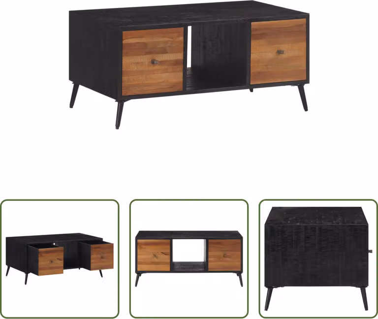 The Living Store tavolino 90x50x41 cm Legno massiccio riciclato teak