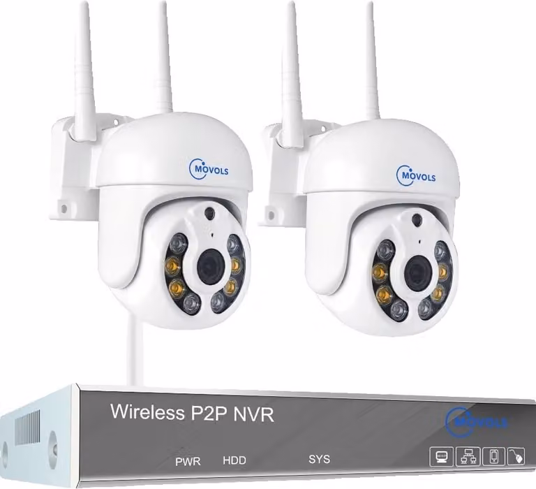 Sistema CCTV wireless, 10CH NVR, rilevamento umanoide AI, 10CH 5MP con 2 PTZ, 2T