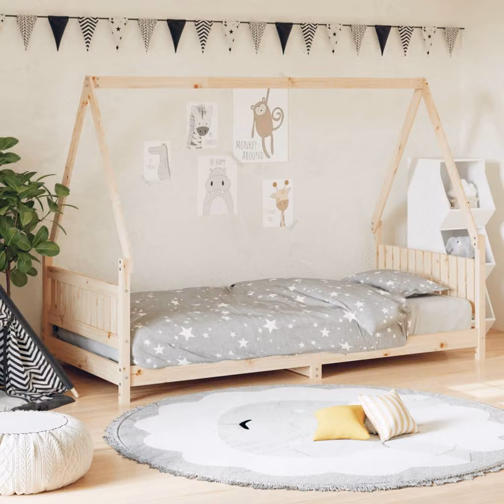 vidaXL Giroletto per Bambini in Legno Massello di Pino, Colore Marrone, 90 x 190 cm