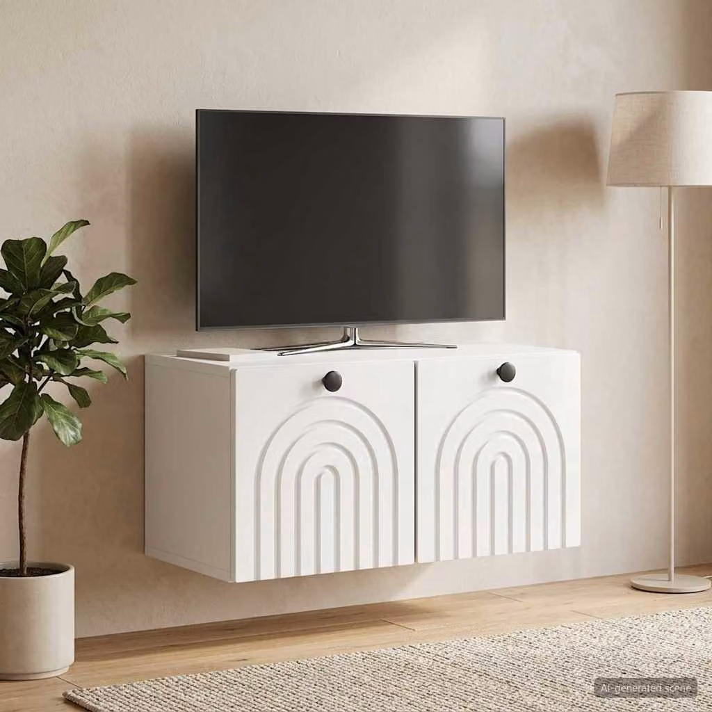 vidaXL Mobile Porta TV da Muro Bianco Lucido L: 59,5 cm, P: 31 cm, H: 30 cm