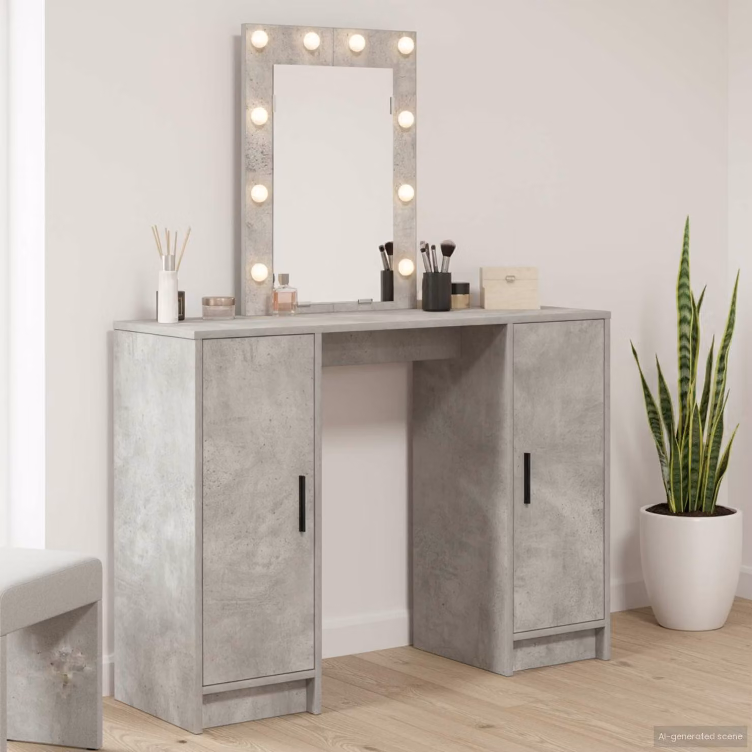 vidaXL Tavolo da Trucco Moderno Grigio L: 102 cm, P: 33 cm, H: 135 cm