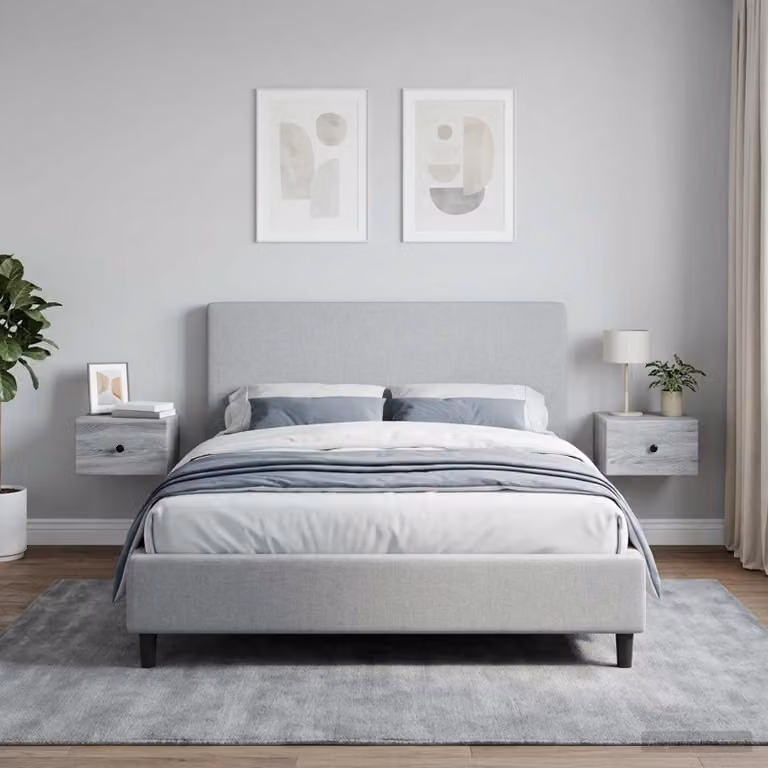 Set di 2 comodini sospesi vidaXL Grigio Sonoma L 34,5 cm x P 33 cm x H 20 cm