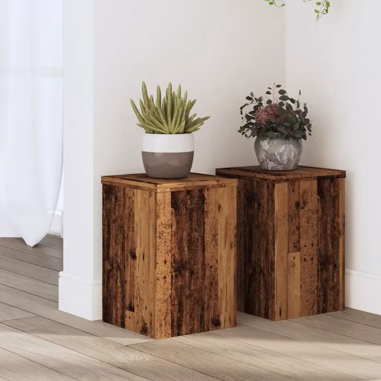 Set di 2 supporti per piante vidaXL in legno marrone, L 20 cm x P 20 cm x H 30 cm
