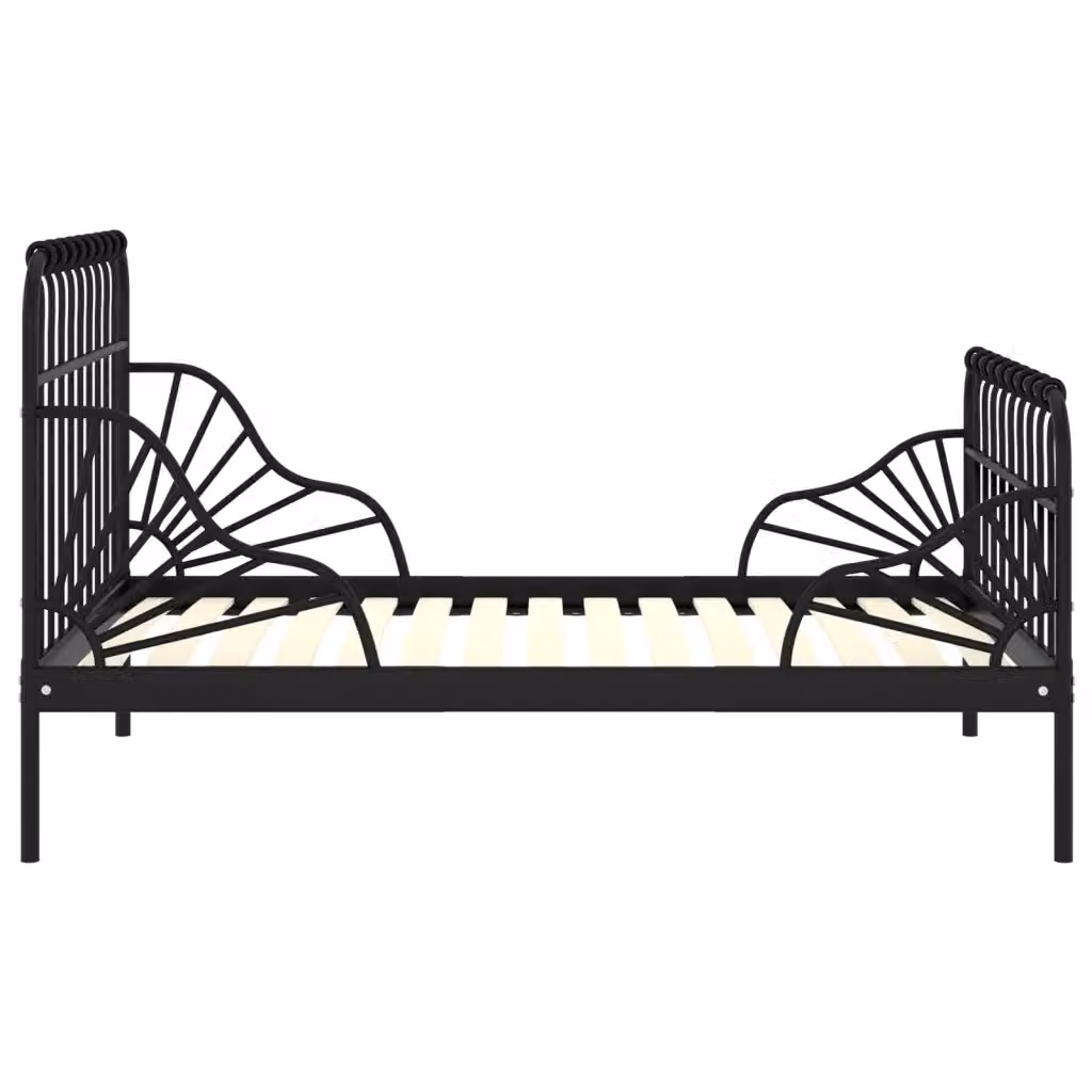 Giroletto estendibile vidaXL in metallo nero con struttura rigida e doghe fisse L/P/H: 80 x 130/200 x 32 cm – 2