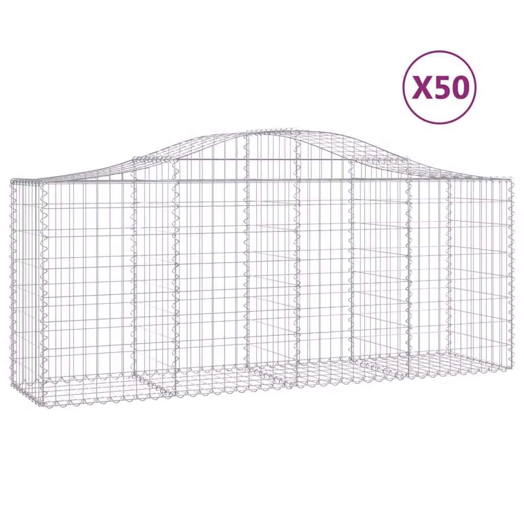 Cesti Gabbioni ad Arco 50 pz 200x50x80/100 cm Ferro Zincato