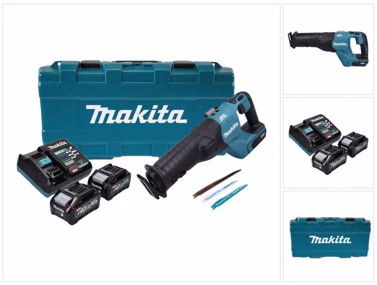Makita JR 001 GM201 Seghetto diritto a batteria 40 V max. Brushless XGT + 2x Batterie  4,0 Ah + Caricabatterie + Valigetta