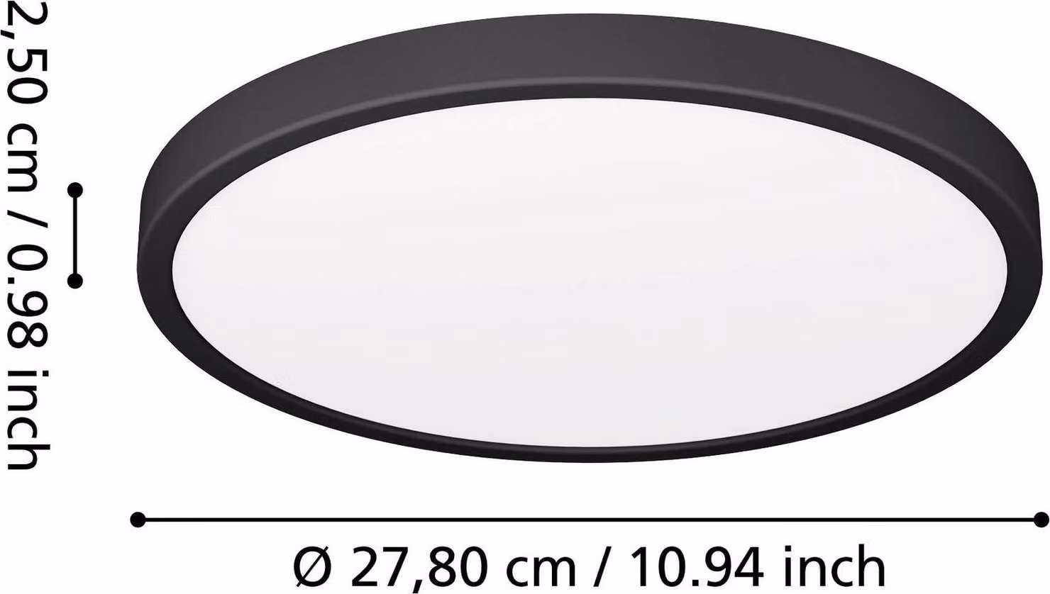 FUEVA 6 lampada da superficie - H2,5 x Ø27,8 cm - nero - 14,2W incl. - IP44