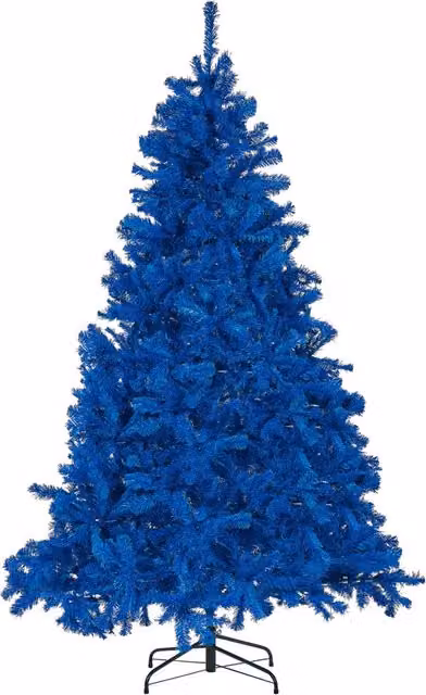 Albero di Natale artificiale Beliani blu in PVC con base in metallo, Altezza: 210 cm – 1