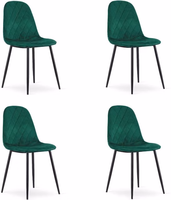 Set di 4 sedie moderne Valora in velluto verde con struttura in metallo matt – 1