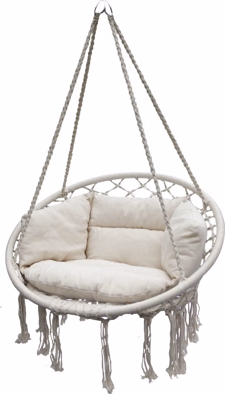 Poltrona sospesa Relax 80 x 60 cm - naturale - cesto sospeso con cuscino incluso per uso interno ed esterno