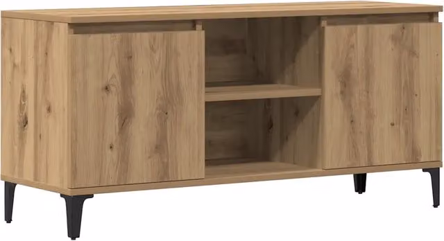 Mobile porta TV in legno di rovere marrone stile contemporaneo con vano contenitore L 102 cm, P 35 cm, H 50 cm