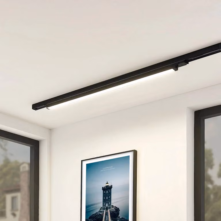 Arcchio Lampada a binario LED Harlow, nera, 109 cm, 4.000 K Harlow, Nero, Studio / Ufficio, Alluminio, Moderno